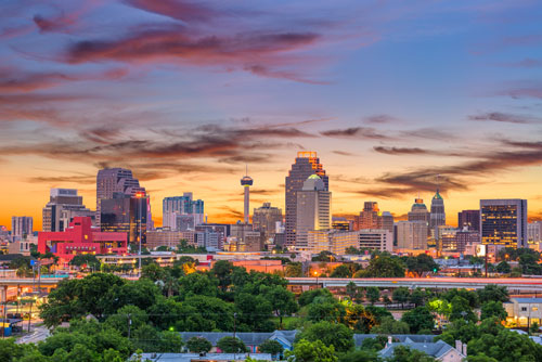 Night skyline of San Antonio, Texas, USA